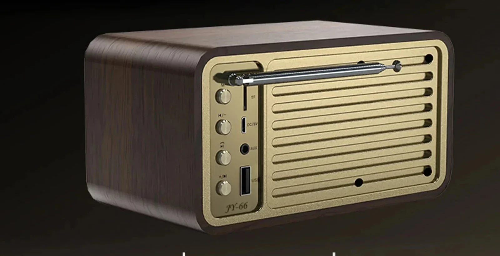 Nostalgisk Bluetooth-højttaler - Retro trådløs subwoofer i træ med Bluetooth 5.0