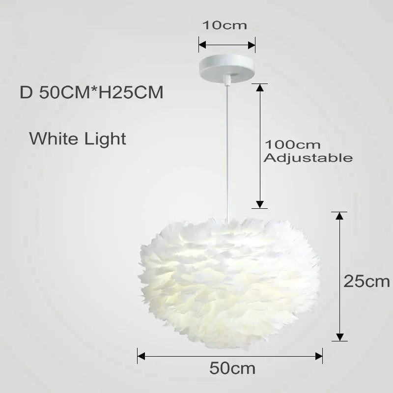 Suspension Aurelle Plume avec Effet de Lueur LED Douce