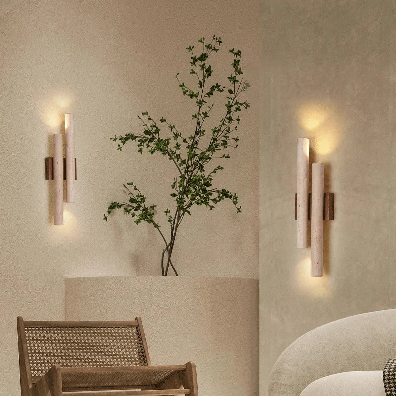 TerraLume sárga travertin fali lámpa G9 LED érintőkapcsolóval
