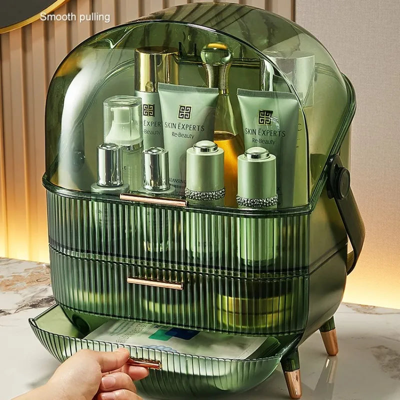 LuxeGlow Makeup Organizer med skuffer og låg