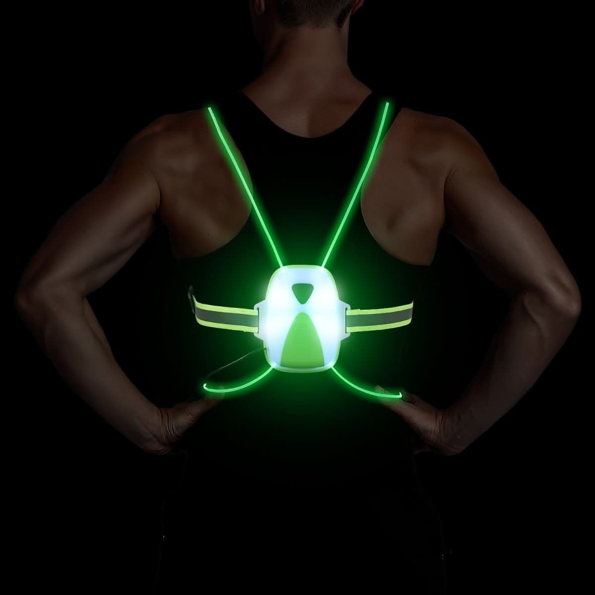 LumaSafe LED bezpečnostní vesta pro běžce, 6 barevných světelných režimů, nastavitelná viditelnost