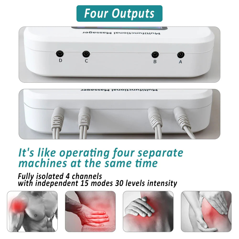 4-Channel TENS & EMS Rechargeable Muscle Stimulator with 15 Modes & 30 Intensity Levels