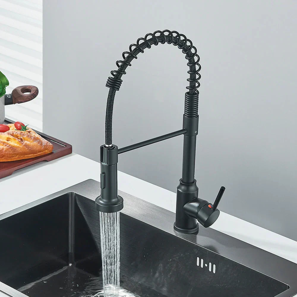 Nyra Matte Black Kitchen Faucet Deck Mounted Hot And Cold