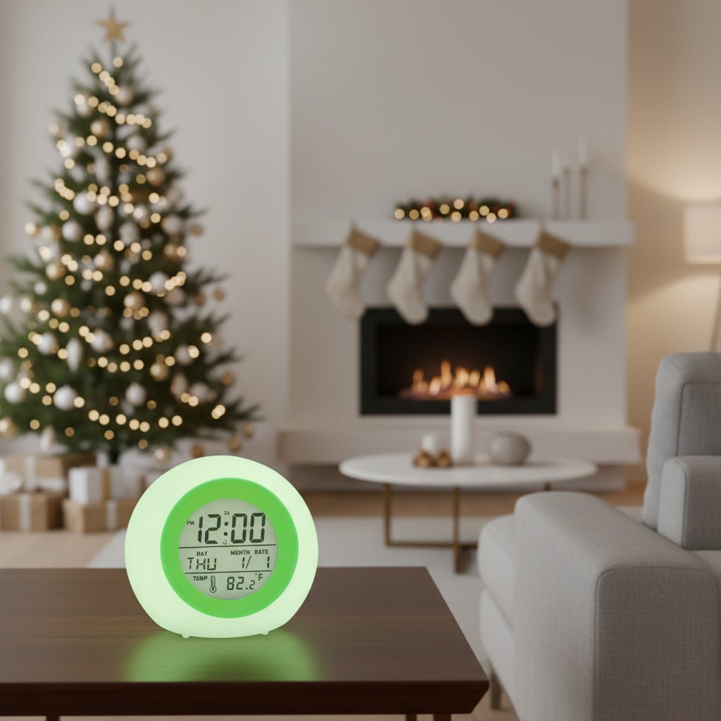 שעון מעורר לילדים BrightNest עם תאורת לילה בצבעים משתנים ושעון דחייה לשינה בריאה