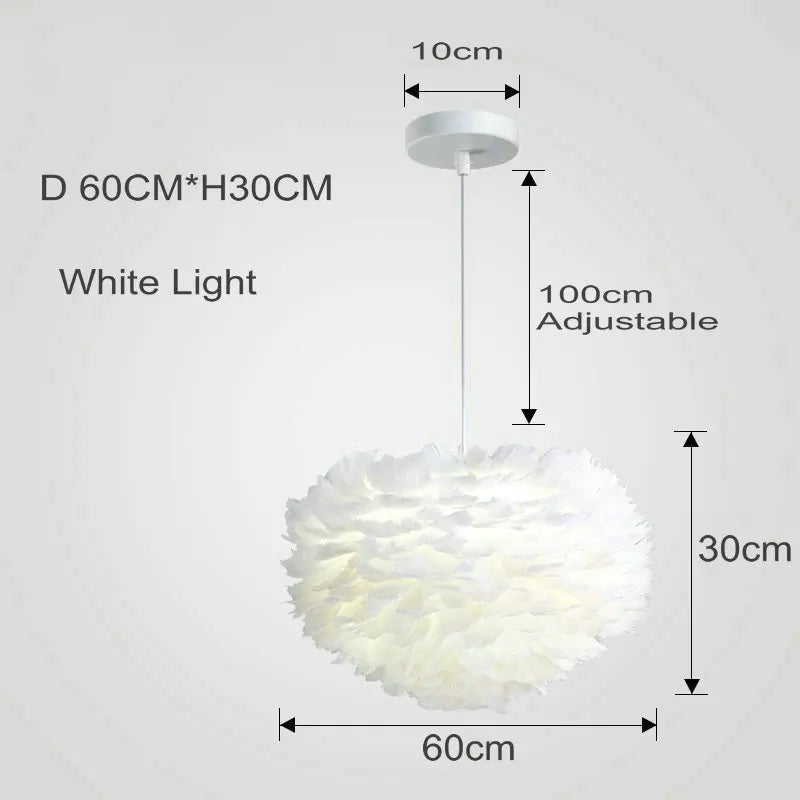 Suspension Aurelle Plume avec Effet de Lueur LED Douce