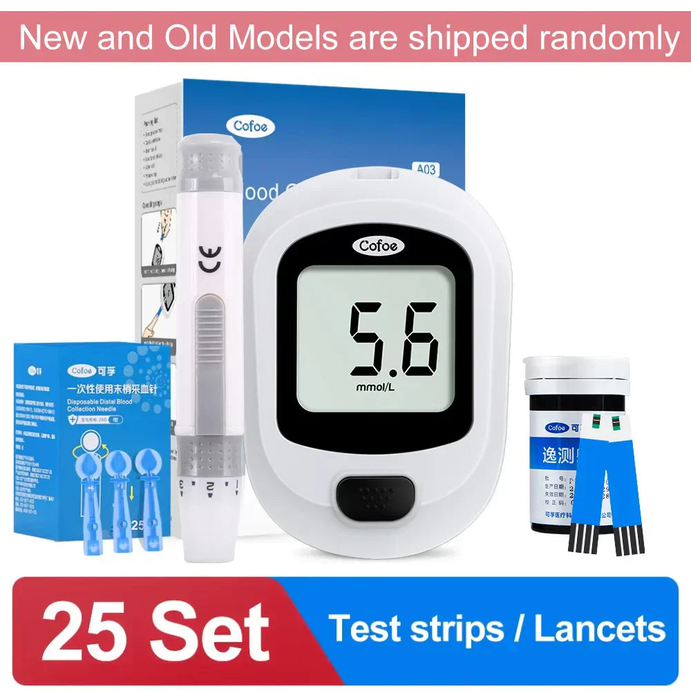 Blutzuckermessgerät-Set – Diabetes-Glukometer mit Teststreifen und Lanzetten