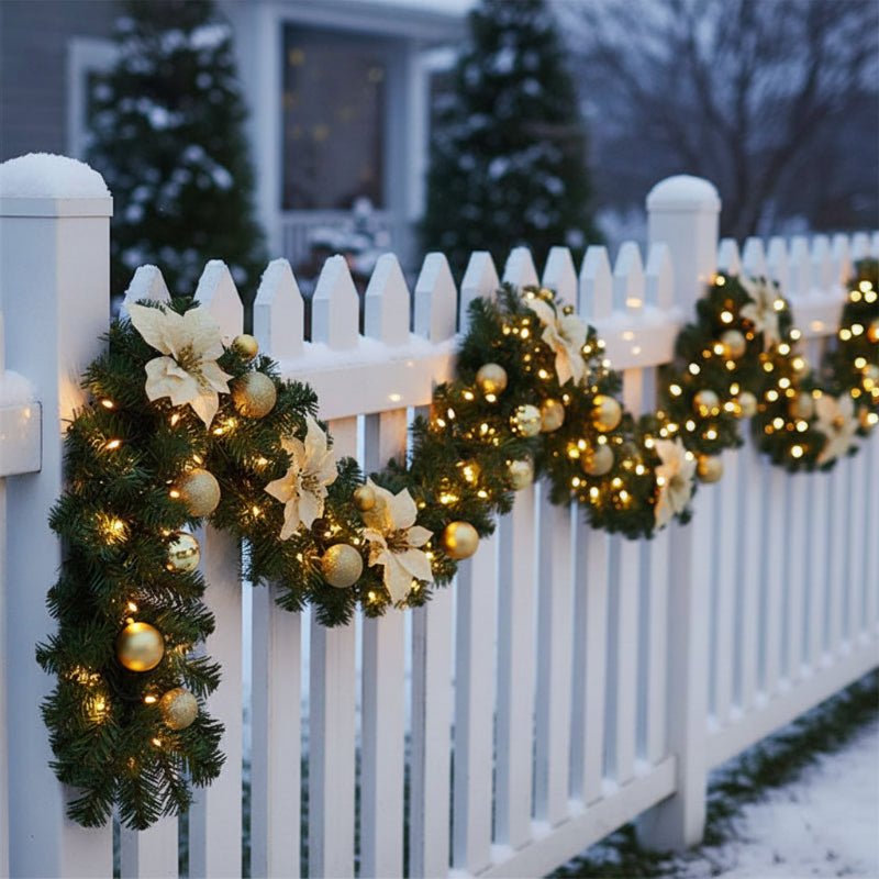 Guirlande de Noël en rotin illuminée LumaWeave avec LED blanc chaud, 2,7 m pour manteau de cheminée