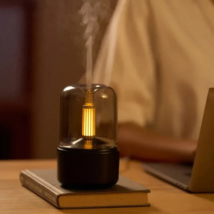 AROMELLE LED-diffuser med realistisk flammeeffekt til spa-lignende hjemmekomfort