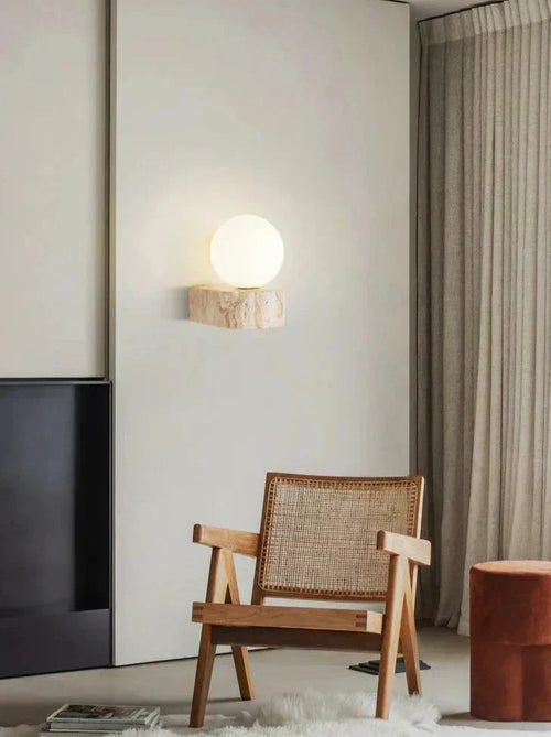 Applique murale Ardentia StoneLume avec abat-jour en verre dépoli et LED G9 | compagnien