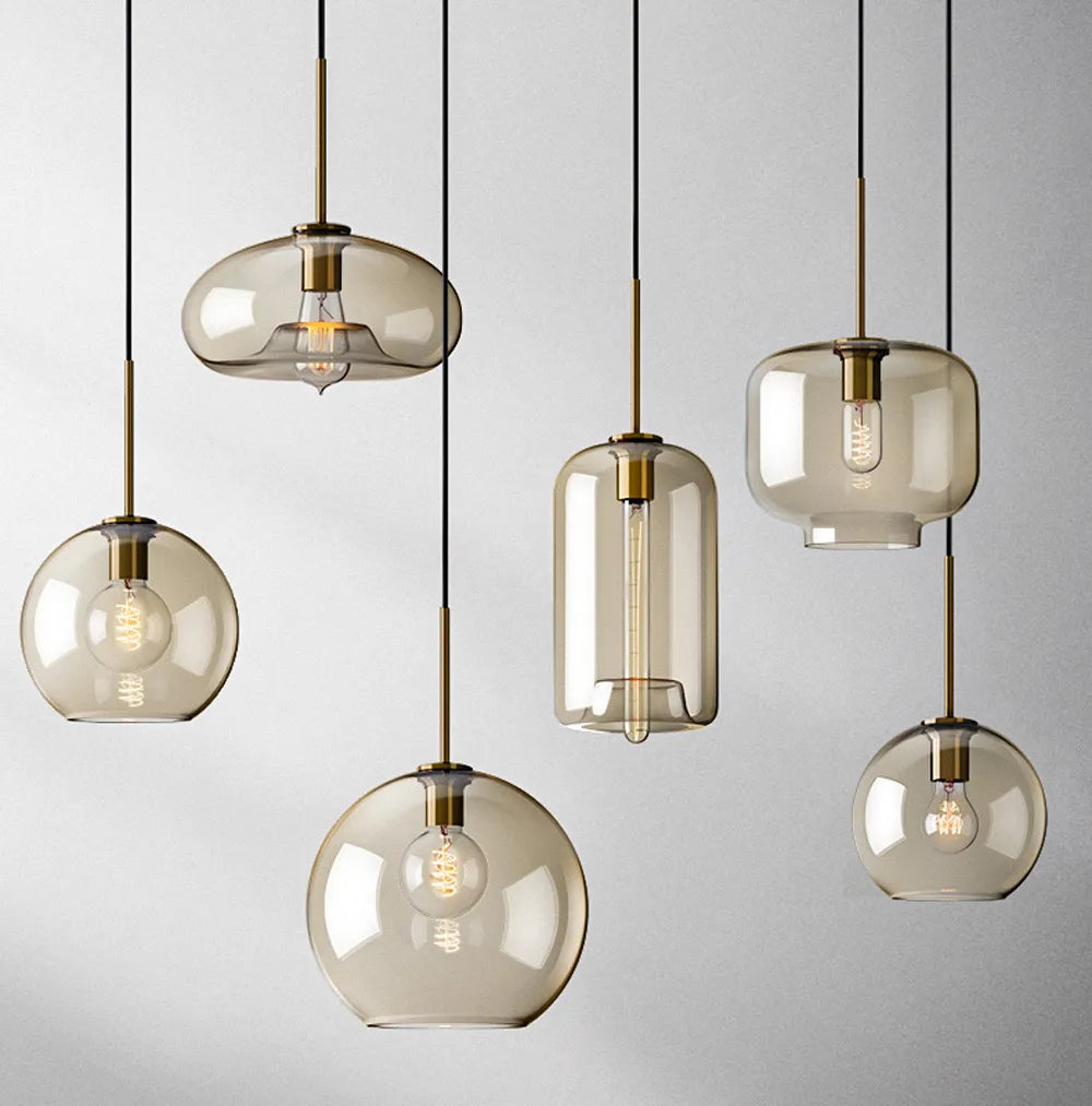 Skleněné závěsné svítidlo v severském průmyslovém stylu, moderní luxusní LED