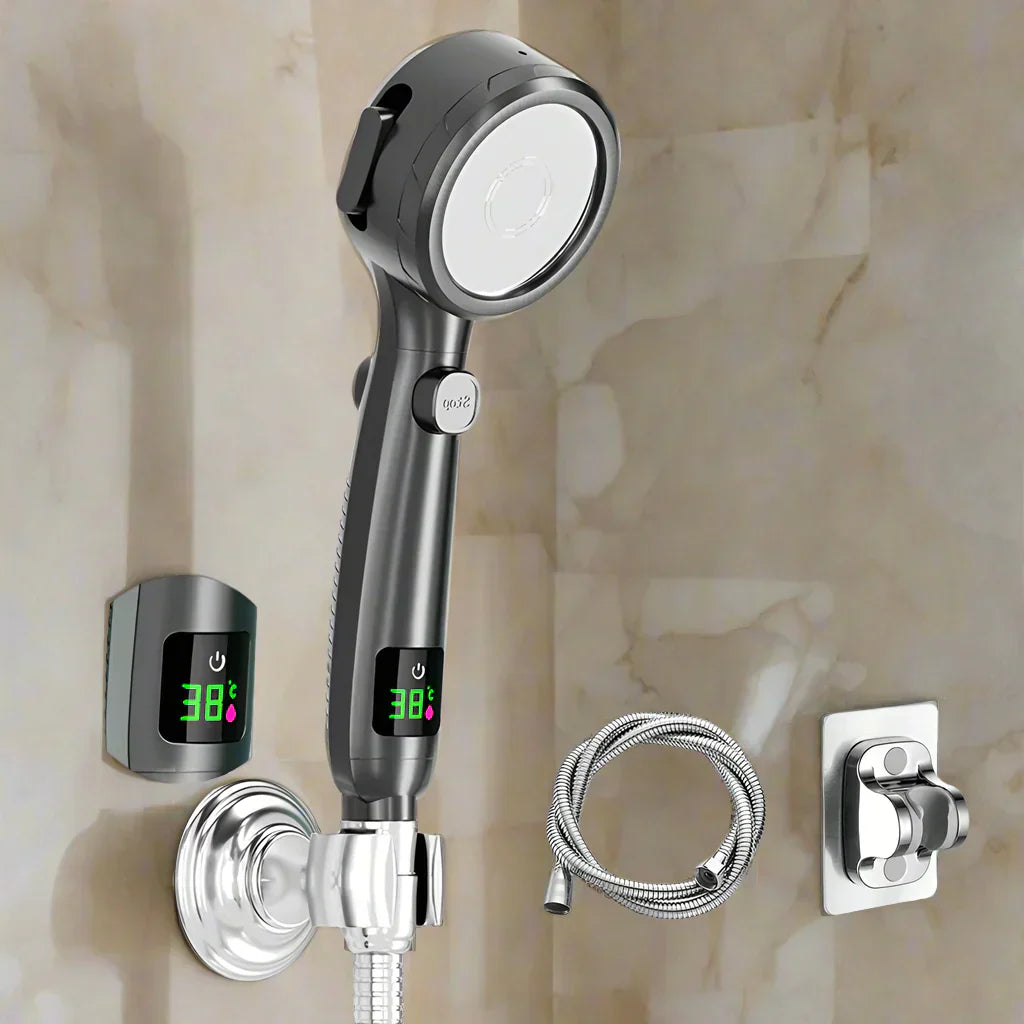 LuxSara Hochdruck-LED-Duschkopf – Verstellbar & Wassersparend