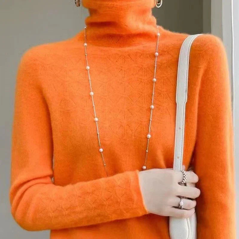Damen Rollkragenpullover aus 100 % Merinowolle