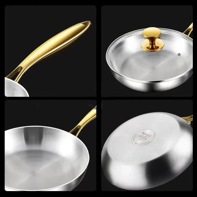 316 rustfrit stål stegepande – nonstick wokpande til gas- og induktionskomfur