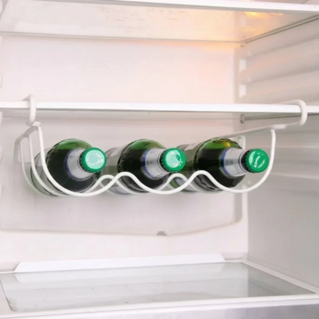 Organizador Rodante FlexShelf para Botellas, Ahorro de Espacio en Refrigerador y Cocina, Avance Automático