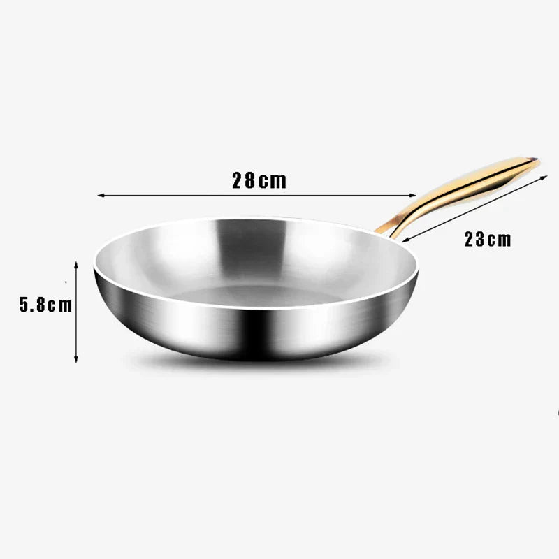 316 rustfrit stål stegepande – nonstick wokpande til gas- og induktionskomfur