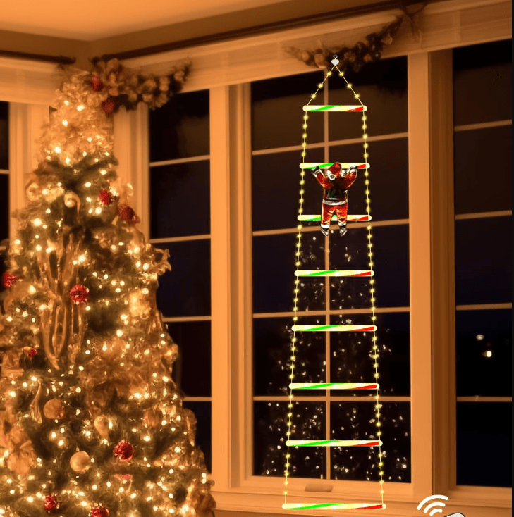 LuminaClimb Animated Santa Claus Climbing Ladder LED Christmas Decoration For Home