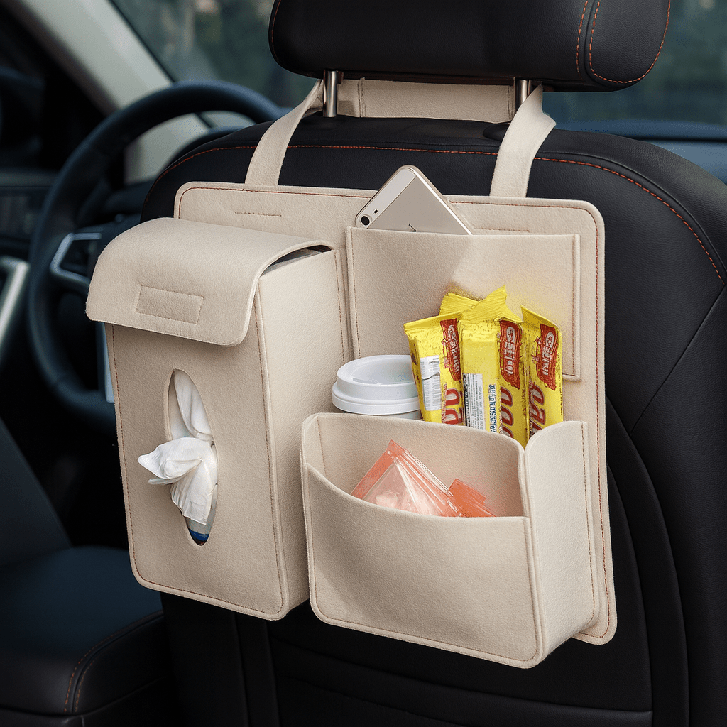 DriveEase Car Seat Organizer With Four Pockets Universal Fit For Families