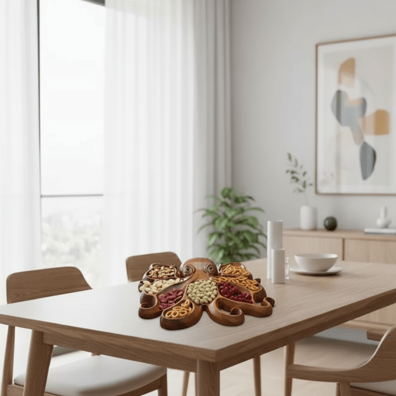 Håndlaget blekksprutdesign skjærefjøl i rustikk stil for servering