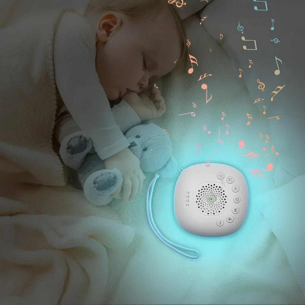 LumenCalm bílý šum box na cesty pro podporu spánku s 20 zvuky a LED lampou