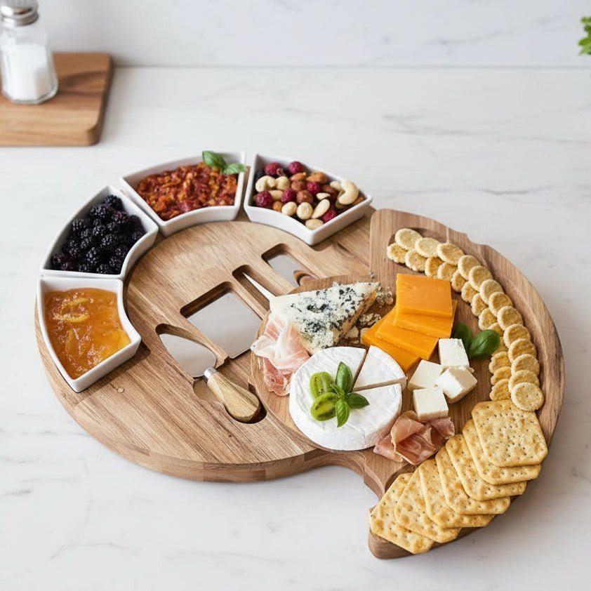 Nova Premium Charcuterie-brettsett med serveringsbrett i akasietre for vertskapet