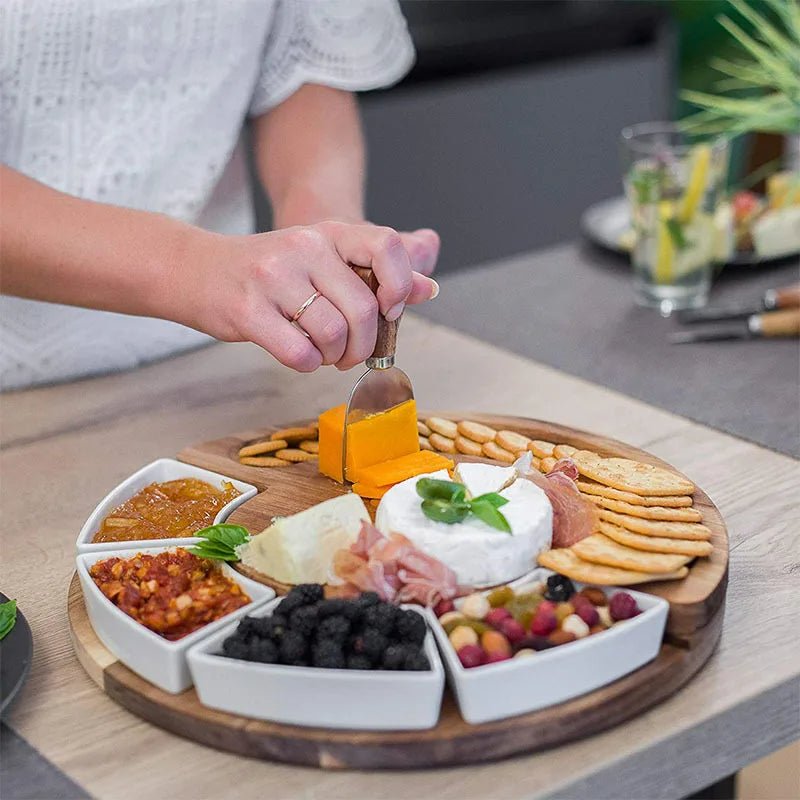 Nova Premium Charcuterie-brettsett med serveringsbrett i akasietre for vertskapet