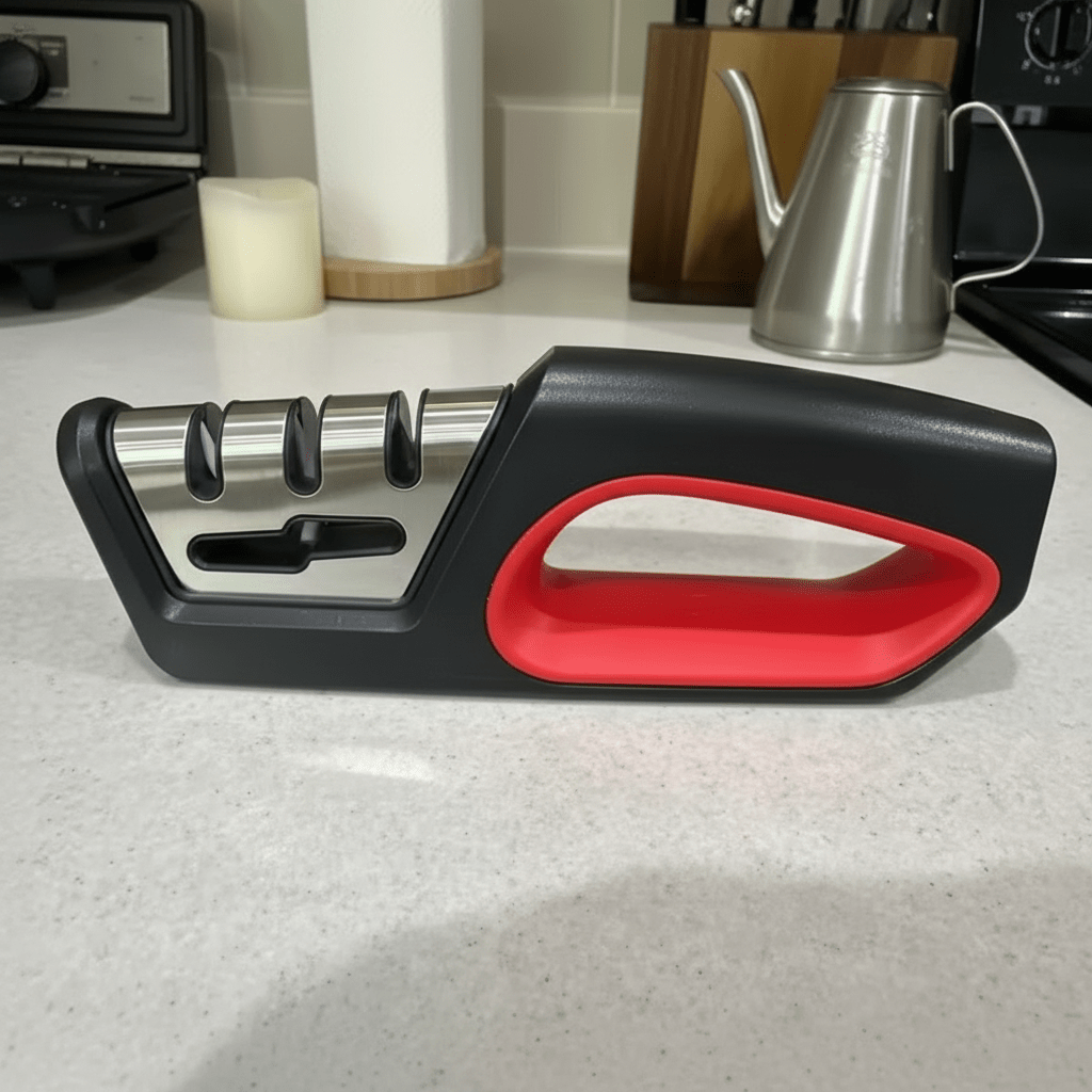 EdgeForge 4-i-1 knivsliper og saks polerer for hjemme kokker, ergonomisk