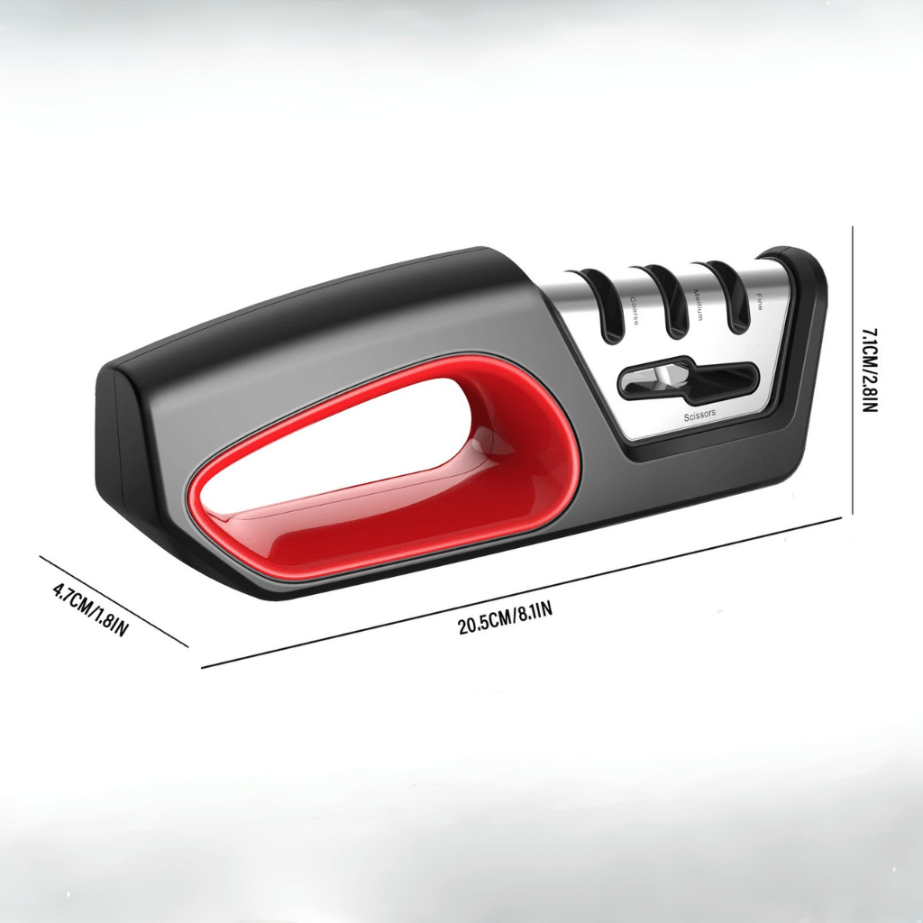 EdgeForge 4-i-1 knivsliper og saks polerer for hjemme kokker, ergonomisk
