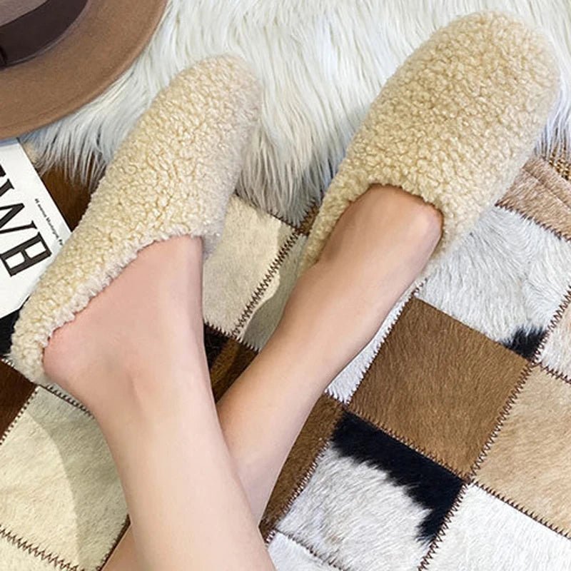 Chaussons d'hiver en laine NorthNest pour femmes avec doublure en peau de mouton bouclée