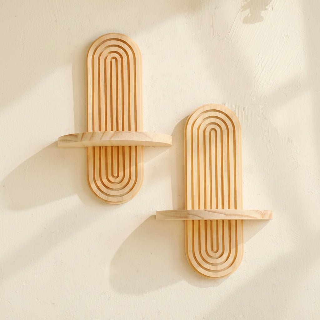 Geometric Floating Wood Shelves For Boho Wall Storage For Boho Decor Lovers NovaWood
