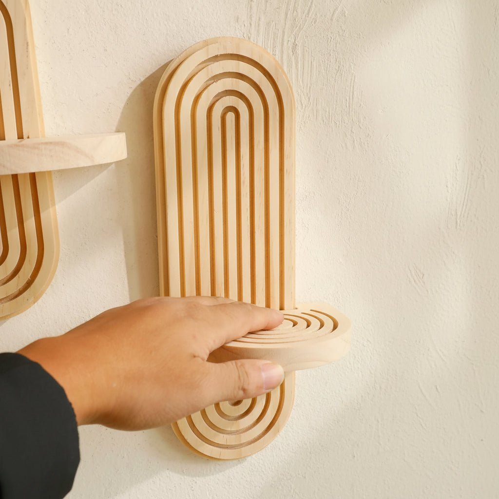 Geometric Floating Wood Shelves For Boho Wall Storage For Boho Decor Lovers NovaWood