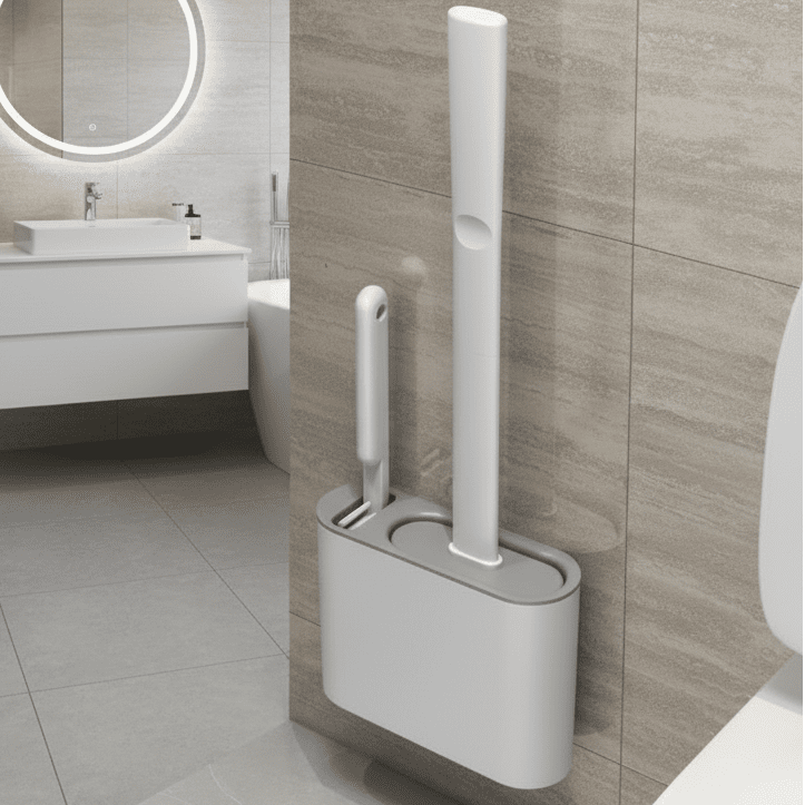 SilicoClean Silicone Toilet Brush With Holder For Hygienic Under Rim Cleaning At Home
