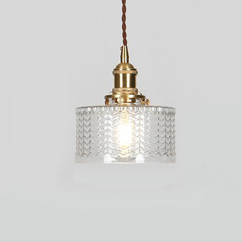 Suspension ronde en verre vintage orientale en laiton