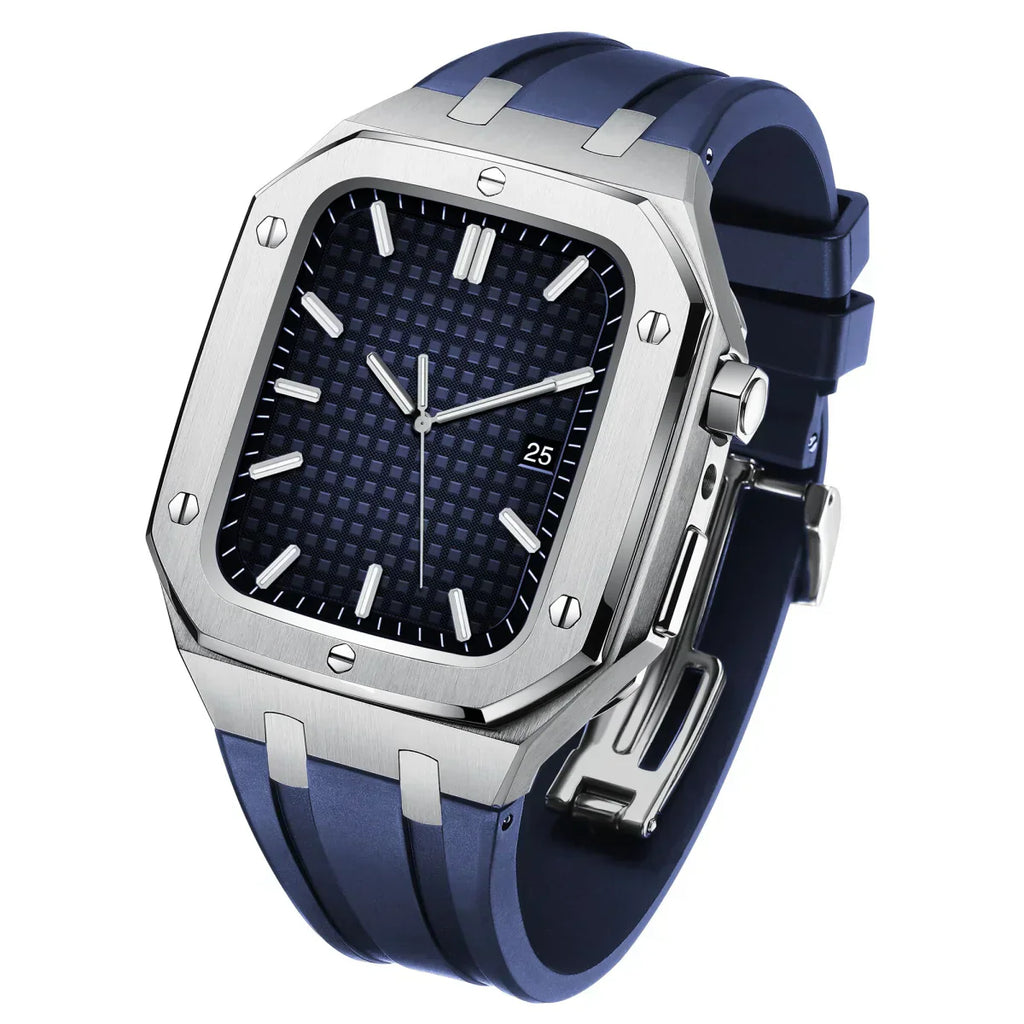 AP9009 silikonearmbånd 316L rustfrit stålhus retrofit-sæt til Apple Watch