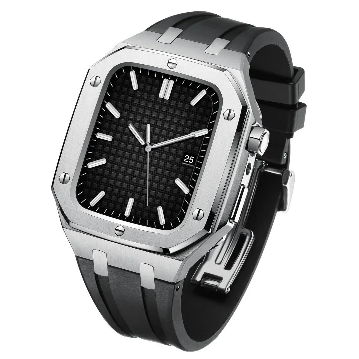 AP9009 silikonearmbånd 316L rustfrit stålhus retrofit-sæt til Apple Watch
