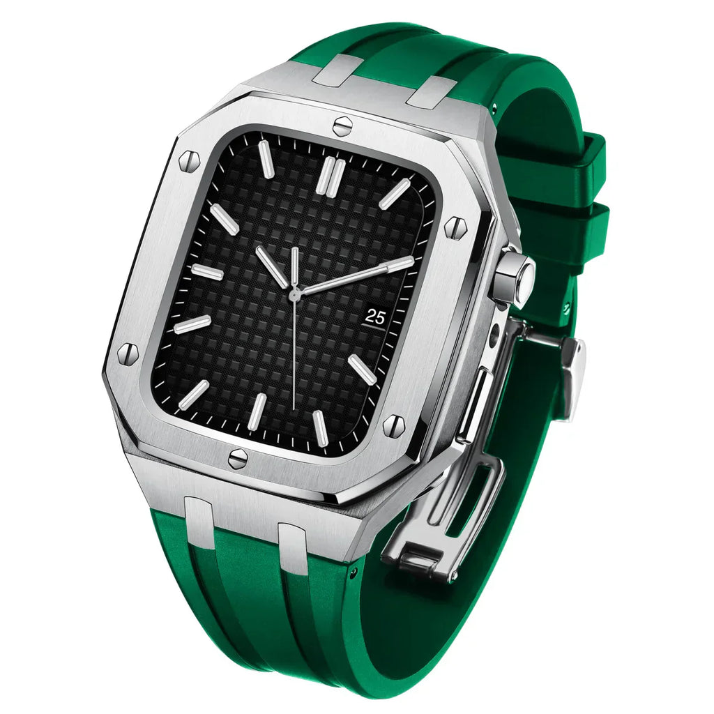AP9009 silikonearmbånd 316L rustfrit stålhus retrofit-sæt til Apple Watch