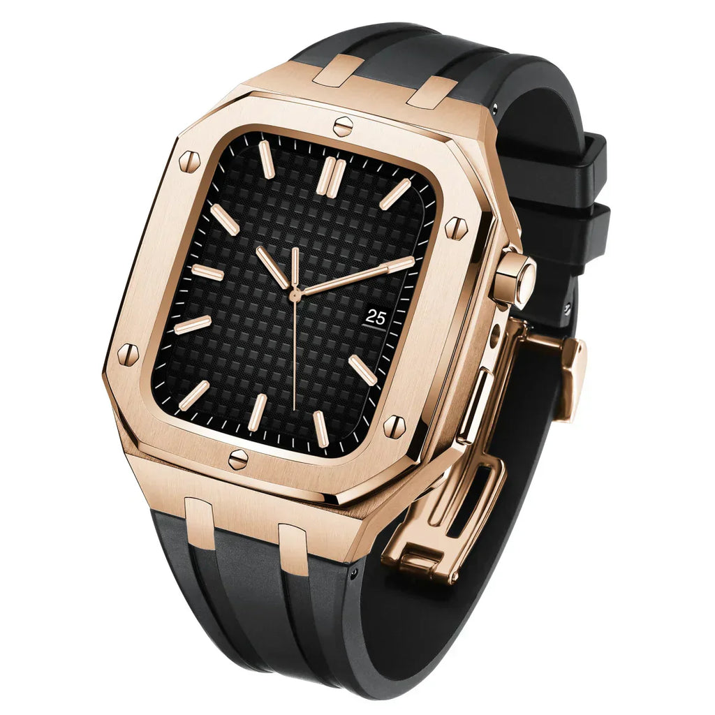 AP9009 silikonearmbånd 316L rustfrit stålhus retrofit-sæt til Apple Watch