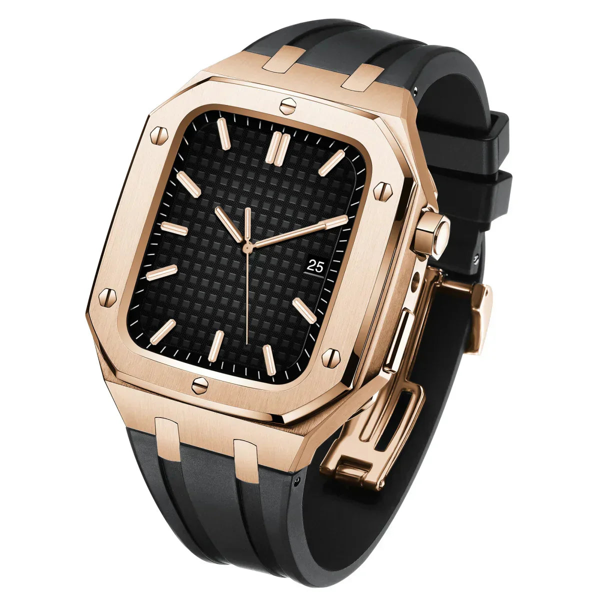 AP9009 silikonearmbånd 316L rustfrit stålhus retrofit-sæt til Apple Watch