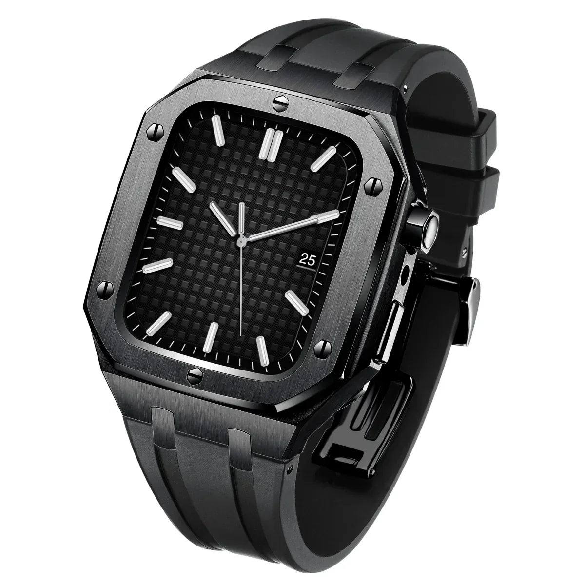 AP9009 silikonearmbånd 316L rustfrit stålhus retrofit-sæt til Apple Watch