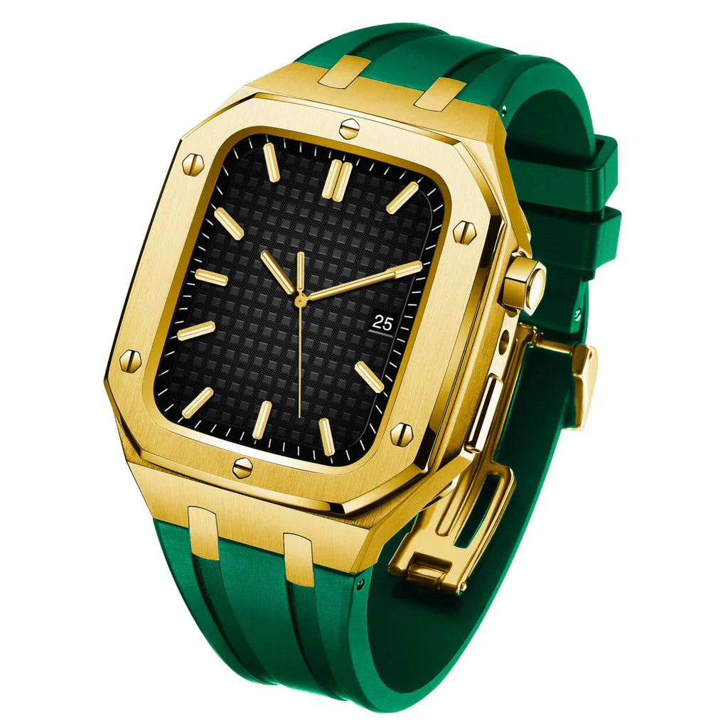 AP9009 silikonearmbånd 316L rustfrit stålhus retrofit-sæt til Apple Watch