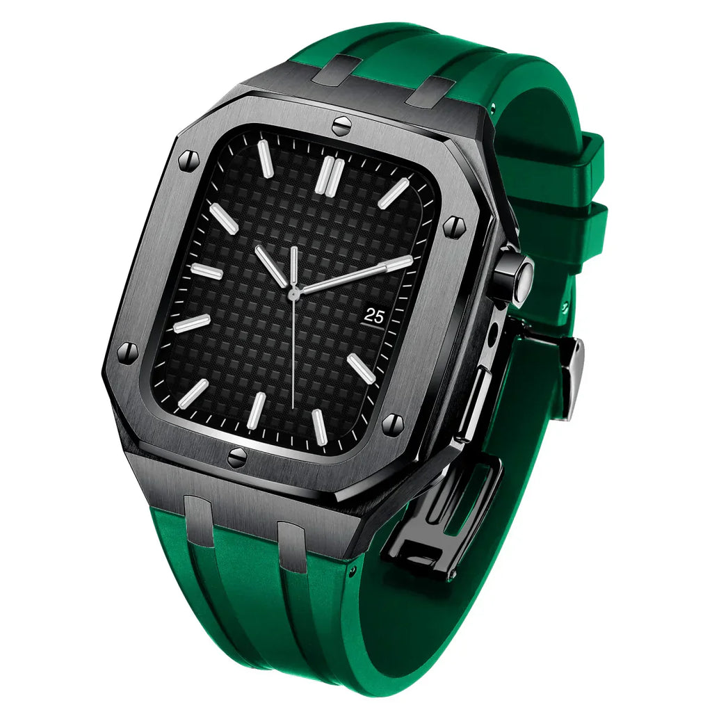 AP9009 silikonearmbånd 316L rustfrit stålhus retrofit-sæt til Apple Watch