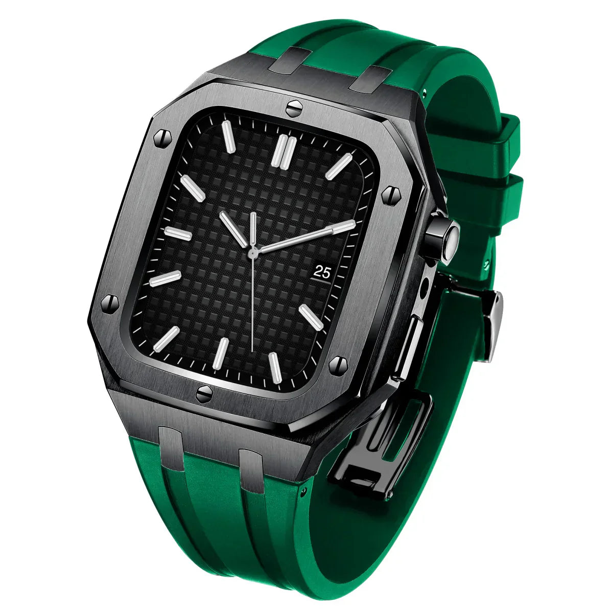 AP9009 silikonearmbånd 316L rustfrit stålhus retrofit-sæt til Apple Watch