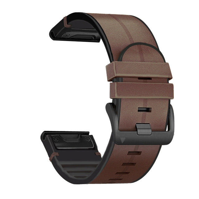 Silikon-Leder-Uhrenarmband für Garmin Fenix 8 7X 7 5X 5 6