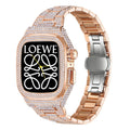 Luxuriöses Metallgehäuse mit Kristall-Diamant-Armband für Apple Watch 44/45 mm
