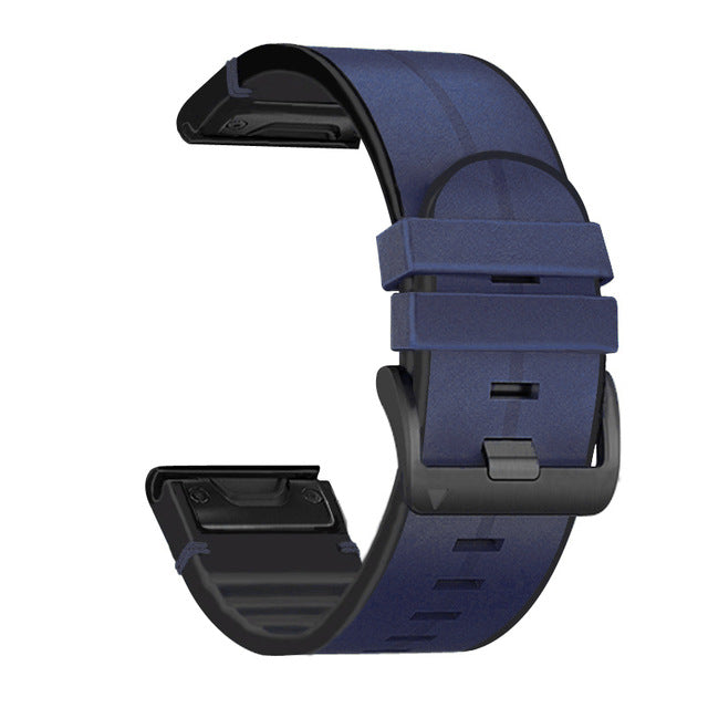 Silikon-Leder-Uhrenarmband für Garmin Fenix 8 7X 7 5X 5 6