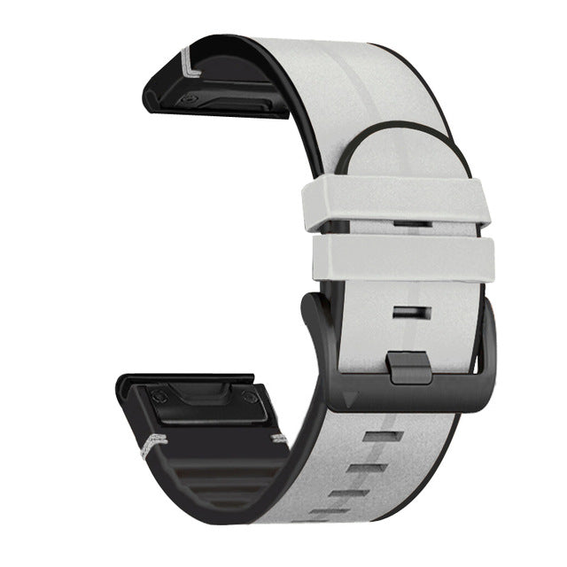 Silikon-Leder-Uhrenarmband für Garmin Fenix 8 7X 7 5X 5 6