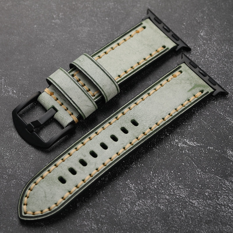 Einfaches handgefertigtes Lederarmband für die Apple Watch