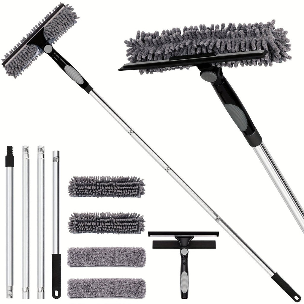 ClearVista Adjustable 2-in-1 Glass Cleaning Tool With Telescoping Rod