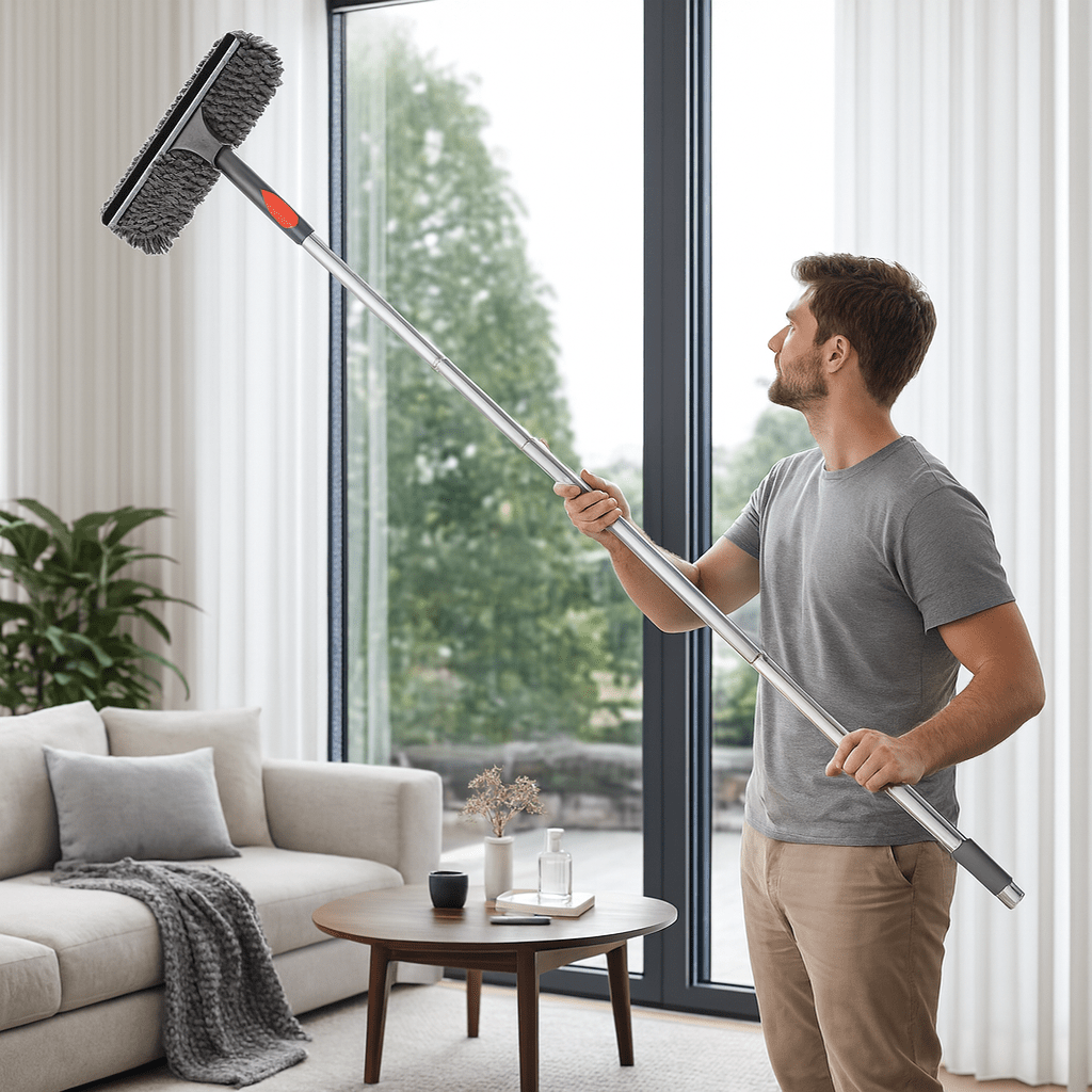 ClearVista Adjustable 2-in-1 Glass Cleaning Tool With Telescoping Rod