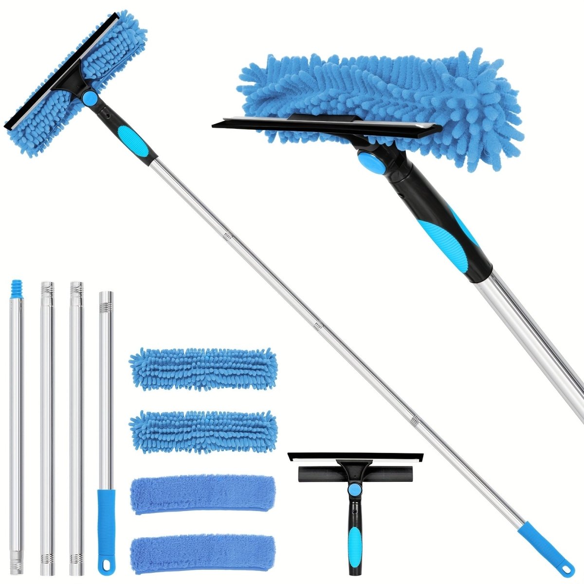 ClearVista Adjustable 2-in-1 Glass Cleaning Tool With Telescoping Rod