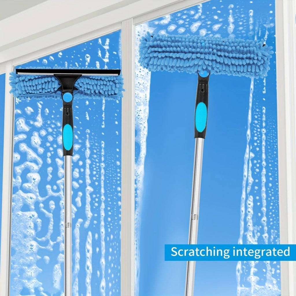 ClearVista Adjustable 2-in-1 Glass Cleaning Tool With Telescoping Rod